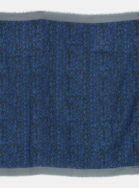 Balenciaga Silk & Wool Blue Printed Scarf