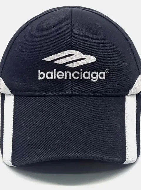 Balenciaga Black, White Cotton Cap Hat