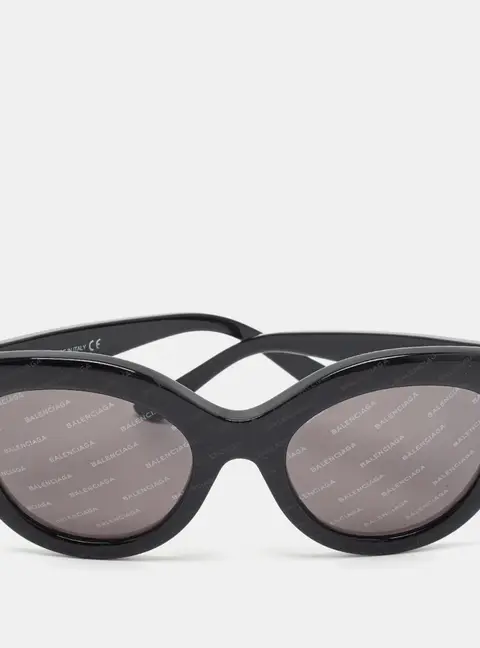 Balenciaga Black BA 133 Logomania Frame Cat Eye Sunglasses