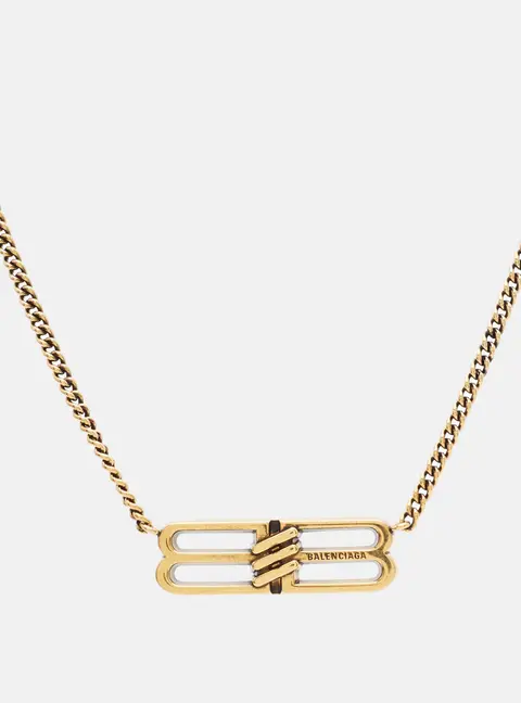 Balenciaga BB Icon Gold Tone Chain Necklace