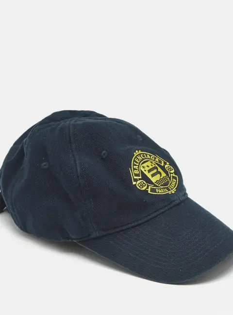 Balenciaga Blue Logo Embroidered Canvas Quest Cap L