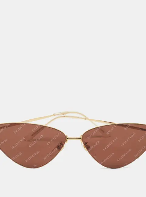 Balenciaga Brown/Gold Tone BB0015S Logo Cat Eye Sunglasses