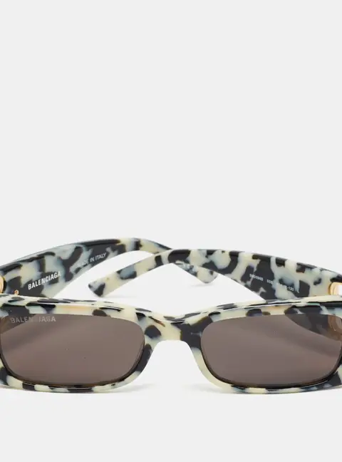 Balenciaga Black/White Printed BB0096S Dynasty Rectangle Sunglasses