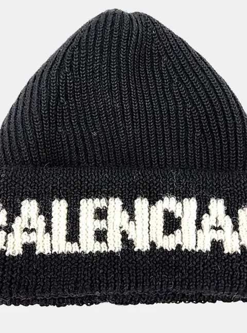 Balenciaga Black/White Wool Beanie