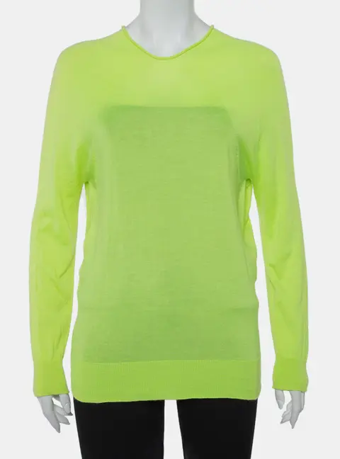 Balenciaga Neon Green Cashmere Oversized Pullover S