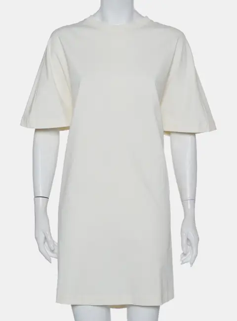 Balenciaga Off White Cotton Knit Oversized T-Shirt Dress M