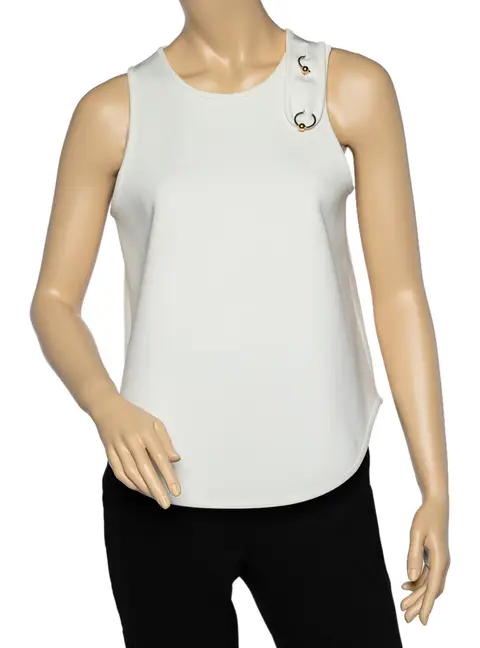 Balenciaga White Knit Embellished Sleeveless Top L