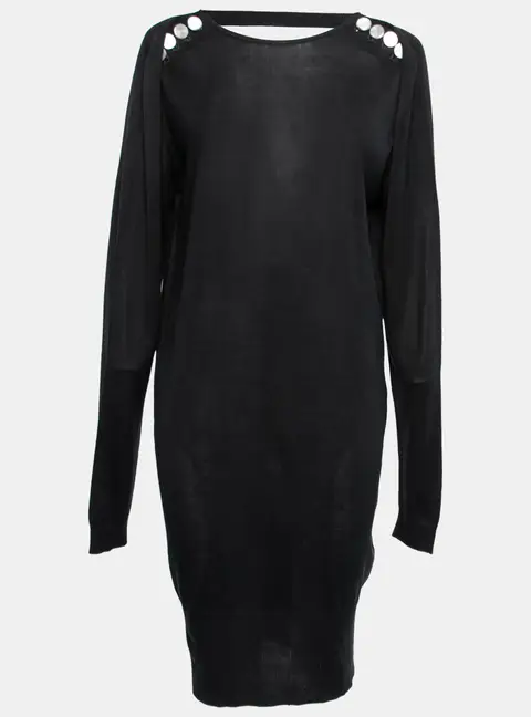 Balenciaga Back Silk Knit Low Back Long Sleeve Dress S