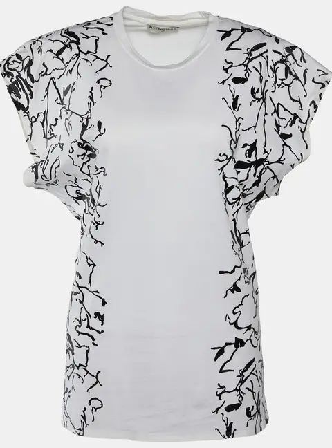 Balenciaga White Abstract Print Cotton Crew Neck T-Shirt M