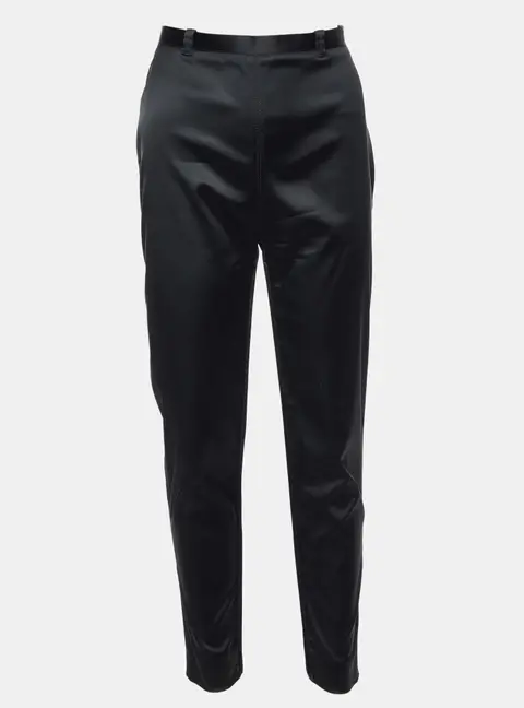 Balenciaga Black Wool Satin Slim Fit Trousers M/Waist 30"