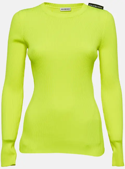Balenciaga Fluorescent Green Rib Knit Sweater M