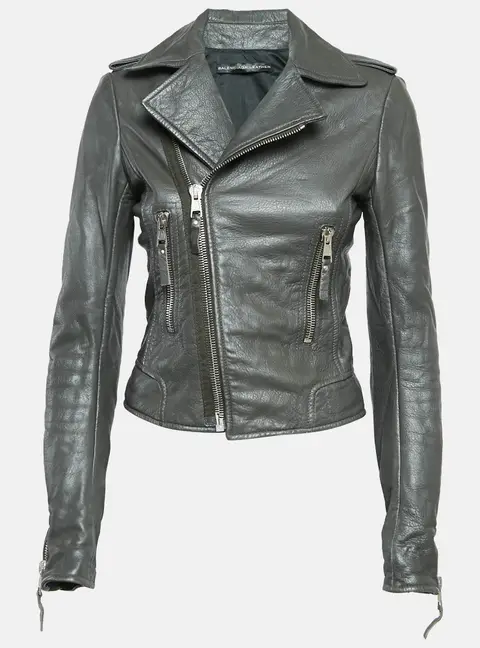 Balenciaga Green Leather Biker Jacket M