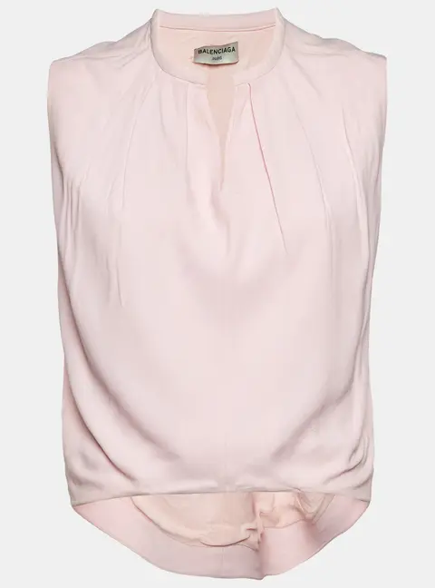 Balenciaga Pink Crepe Sleeveless Top S