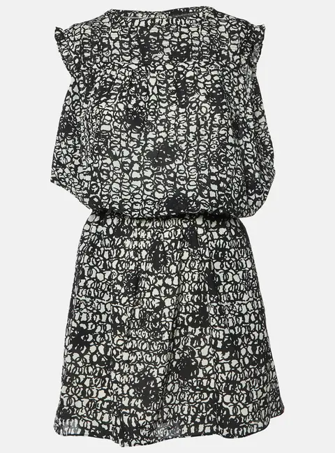 Balenciaga Black/White Abstract Print Silk Mini Dress S