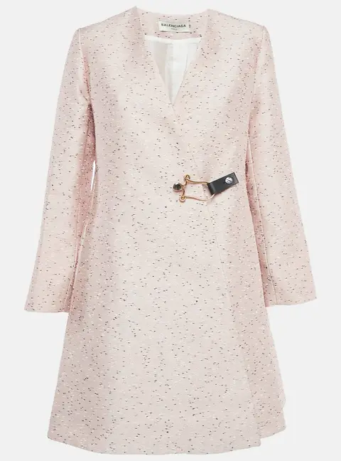 Balenciaga Pink Slubbed Silk Blend Mid-Length Coat M