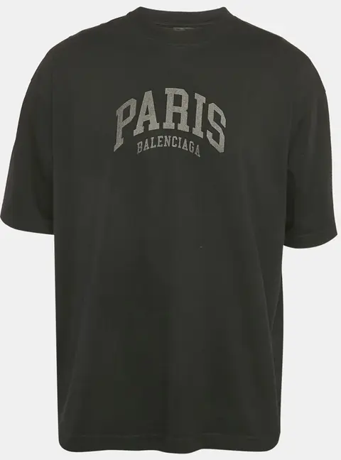 Balenciaga Black Logo Print Jersey T-Shirt M