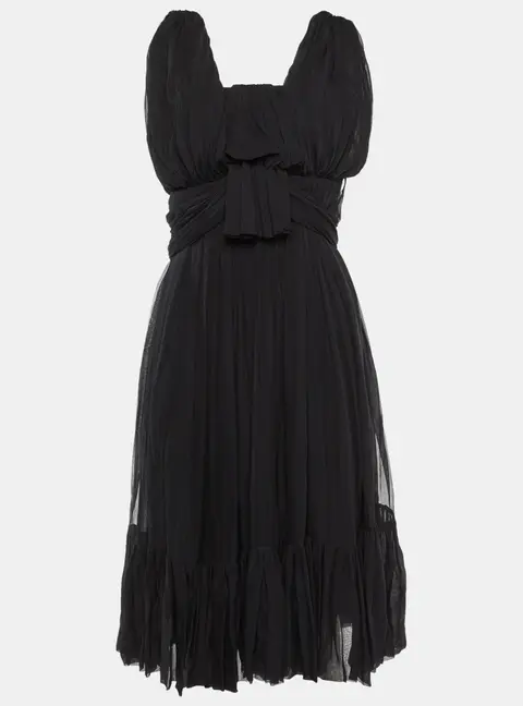 Balenciaga Black Silk Chiffon Draped Mini Dress M
