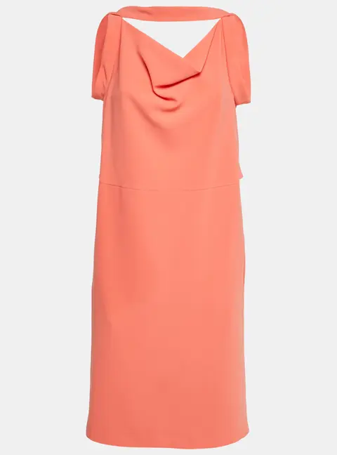 Balenciaga Orange Crepe Sleeveless Midi Dress M