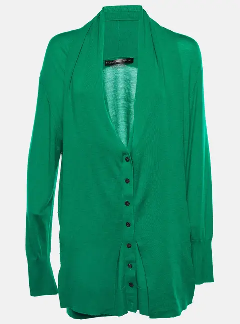 Balenciaga Knits Green Cashmere Button Front Cardigan M