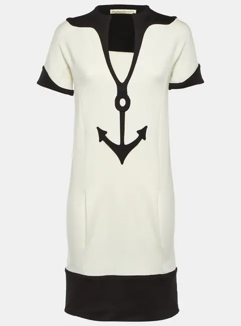 Balenciaga White Wool Blend Contrast Detail Mini Dress L