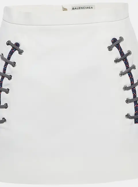 Balenciaga White Crepe Lace-Up Mini Skirt M