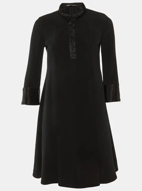 Balenciaga Black Silk Pleated Knee Length Dress S