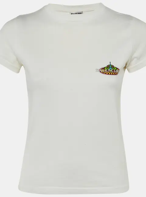 Balenciaga White Bonjour Paris Print Cotton Crew Neck T-Shirt XS