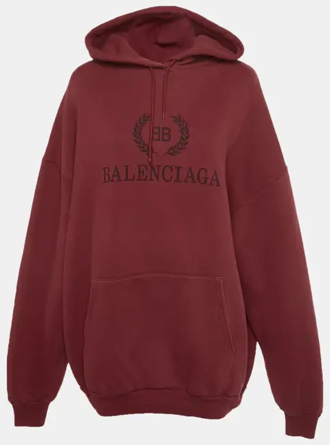 Balenciaga Red Logo Print Cotton Oversized Hoodie XS