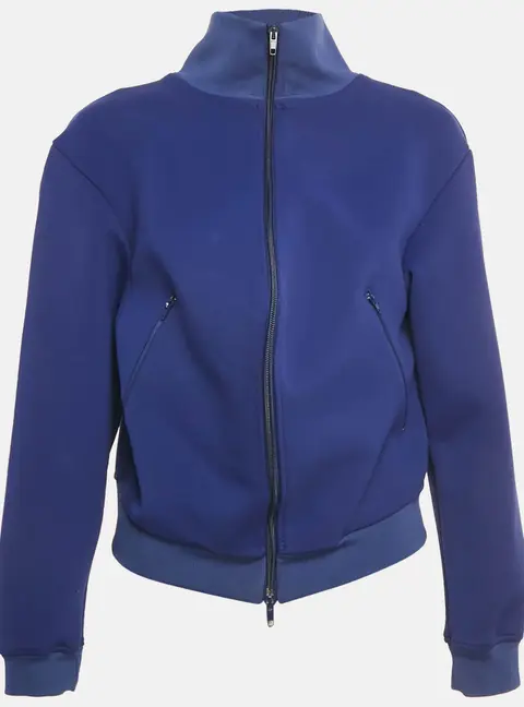 Balenciaga Blue Jersey Asymmetric Bomber Jacket M