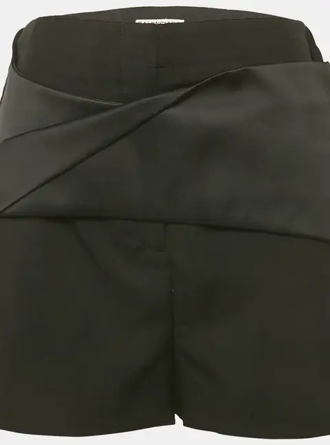 Balenciaga Black Wool & Mohair Origami Draped Shorts M