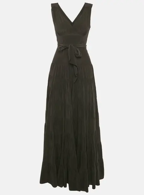 Balenciaga Black Silk Flared Maxi Dress S