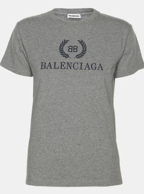Balenciaga Grey Jersey Logo Print T-Shirt S