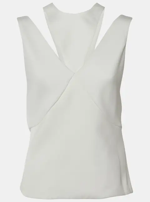 Balenciaga White Crepe Sleeveless Draped Top M
