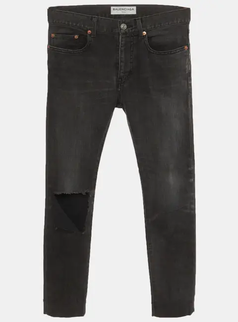 Balenciaga Black Denim Ripped Skinny Jeans S/Waist 30"