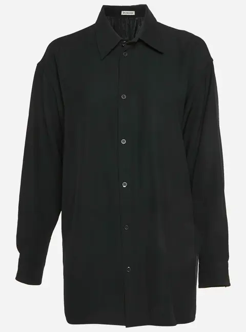 Balenciaga Black Gabardine Oversized Shirt S