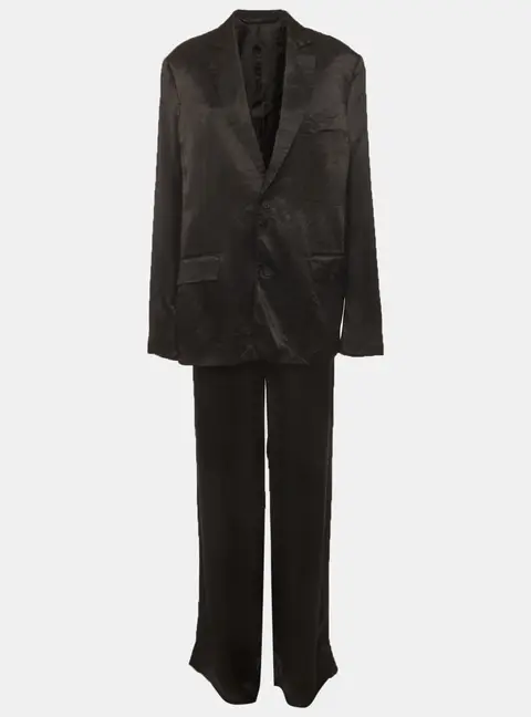 Balenciaga Black Satin Tailored Jacket Set S