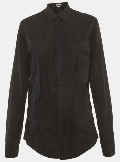 Balenciaga Black Twisted Cotton Button Up Shirt M