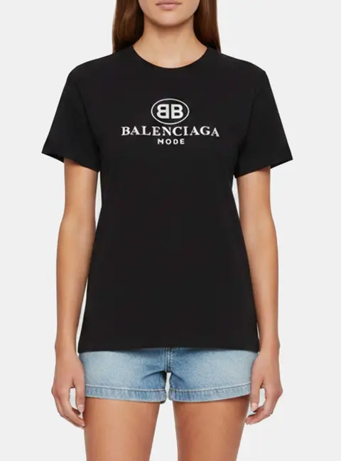 Balenciaga Black Logo Graphic Jersey T-Shirt L