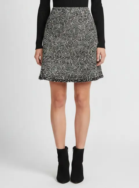 Balenciaga Black/White Tweed Zip Up Mini Skirt M