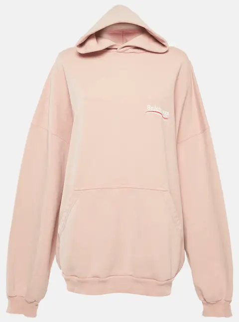 Balenciaga Unisex Pink Printed Jersey Long Sleeve Hoodie S