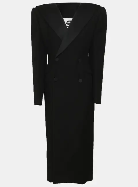 Balenciaga Black Wool Hourglass Coat S