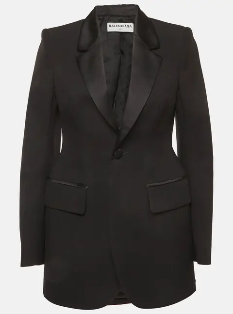 Balenciaga Black Synthetic and Satin Trim Single Breasted Blazer S