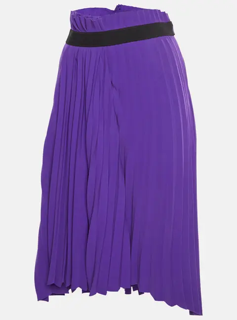 Balenciaga Purple Overlay Plisse Jersey Asymmetric Midi Skirt S
