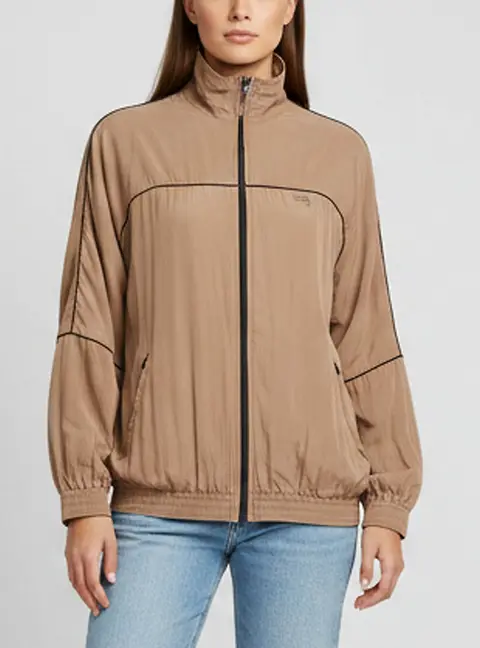 Balenciaga Beige Logo Embroidered Lyocell Oversized Track Jacket S