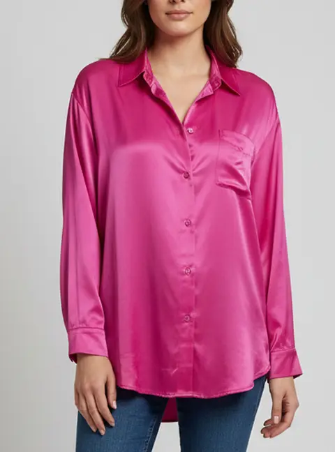 Balenciaga Pink Satin Long Sleeve Top and Shorts Set S