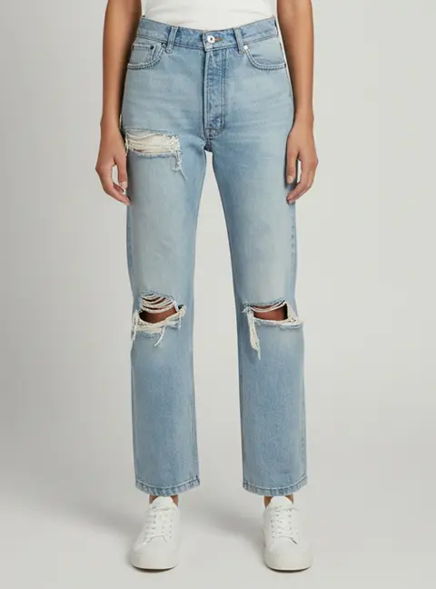 Balenciaga Unisex Blue Denim Distressed Jeans M/Waist 32"