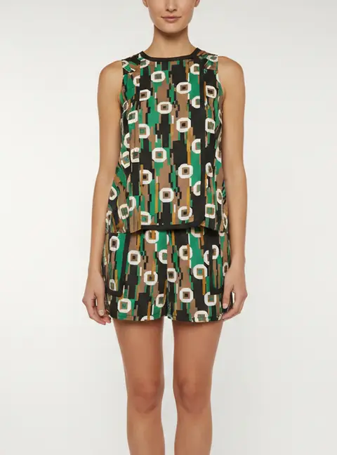 Balenciaga Multicolor Abstract Mod Print Synthetic Mini Dress S