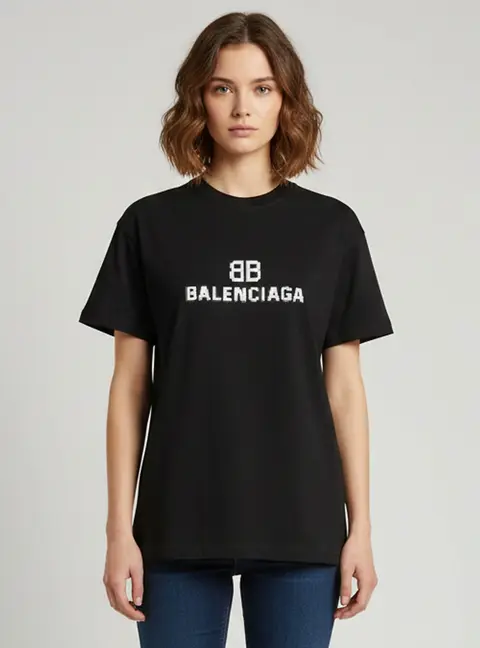 Balenciaga Unisex Black Logo Print Jersey Crewneck T-Shirt S