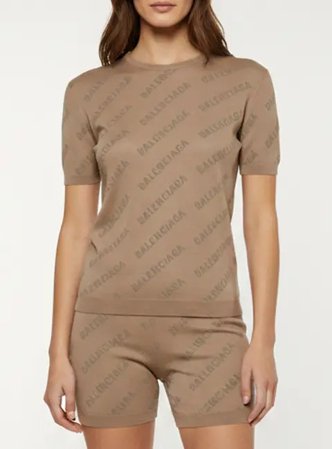 Balenciaga Brown Monogram Short Sleeve Top M