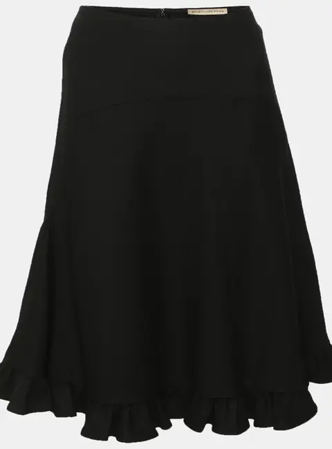 Balenciaga Black Wool Blend Ruffled Mini Skirt M